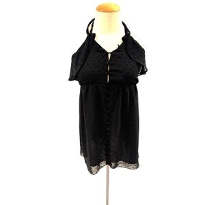 FOR LOVE AND LEMONS Black Textured Halter Mini Dress - size xs